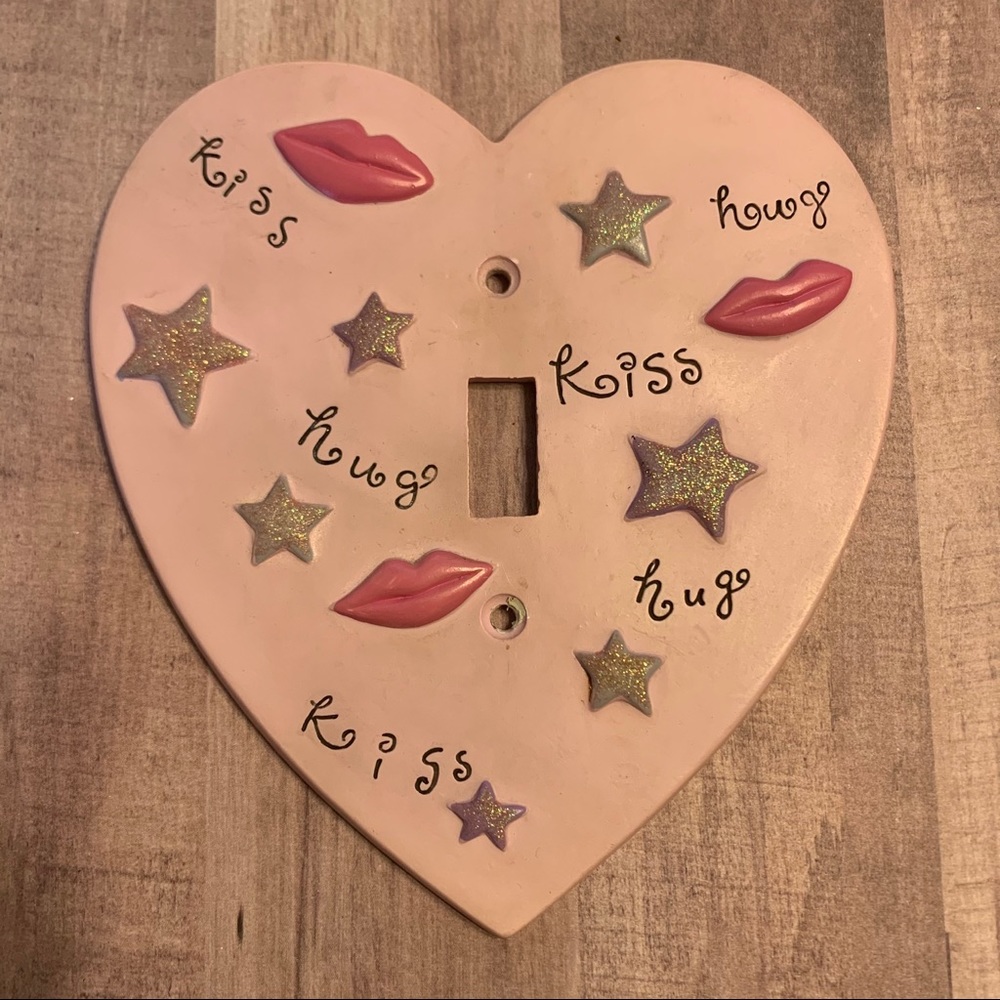Lightswitch Plate Hug & Kiss Lips Stars Heart Light Switch Cover Girly Kissy
